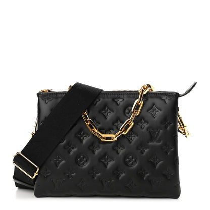 Louis Vuitton Lambskin Embossed Monogram Coussin PM Black 1 of 9