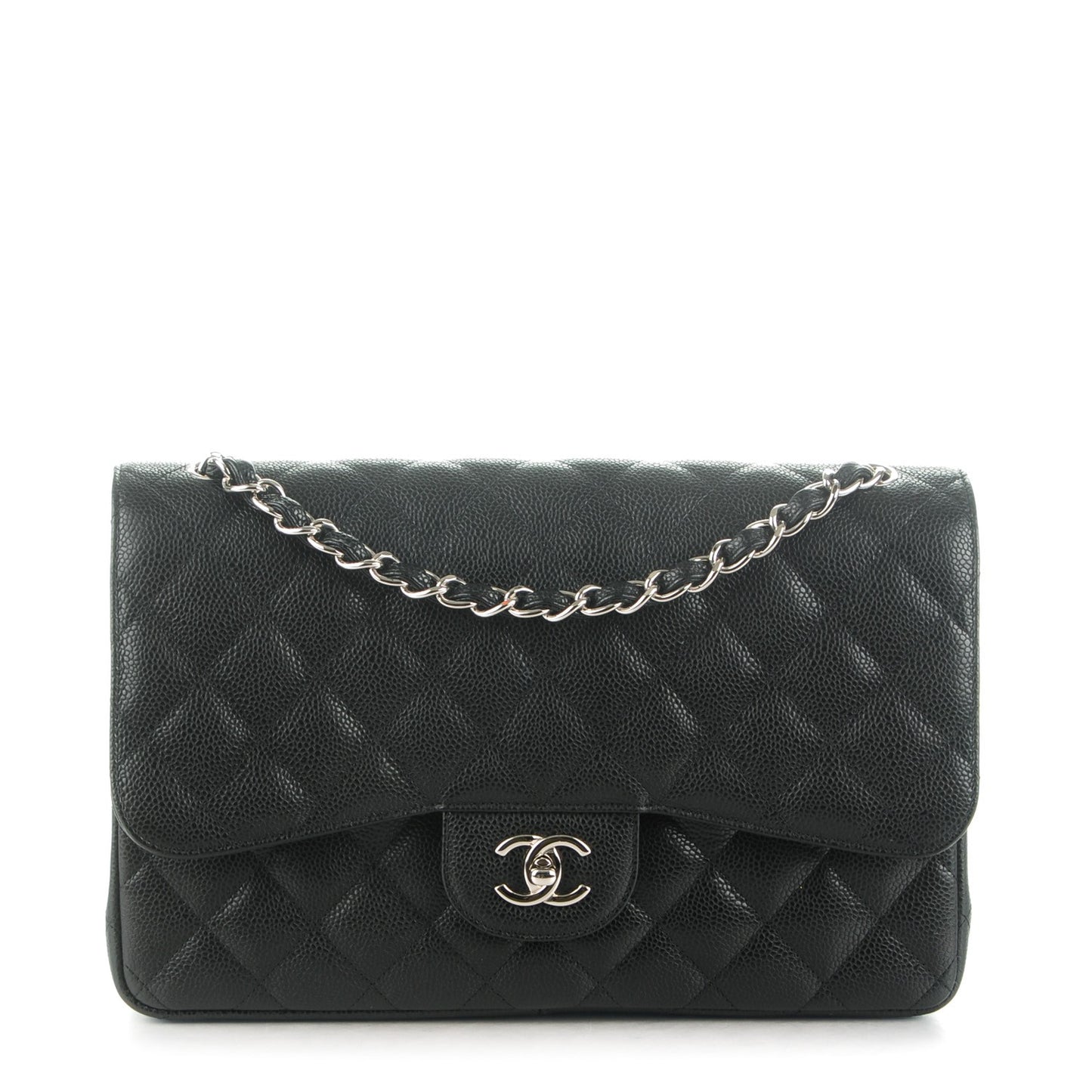 Caviar Quilted Jumbo Double Flap Black