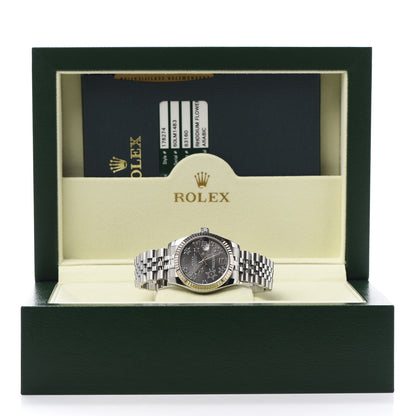 Rolex Stainless Steel 18K White Gold 31mm Oyster Perpetual Datejust Watch Dark Rhodium Floral 178274 6 of 6