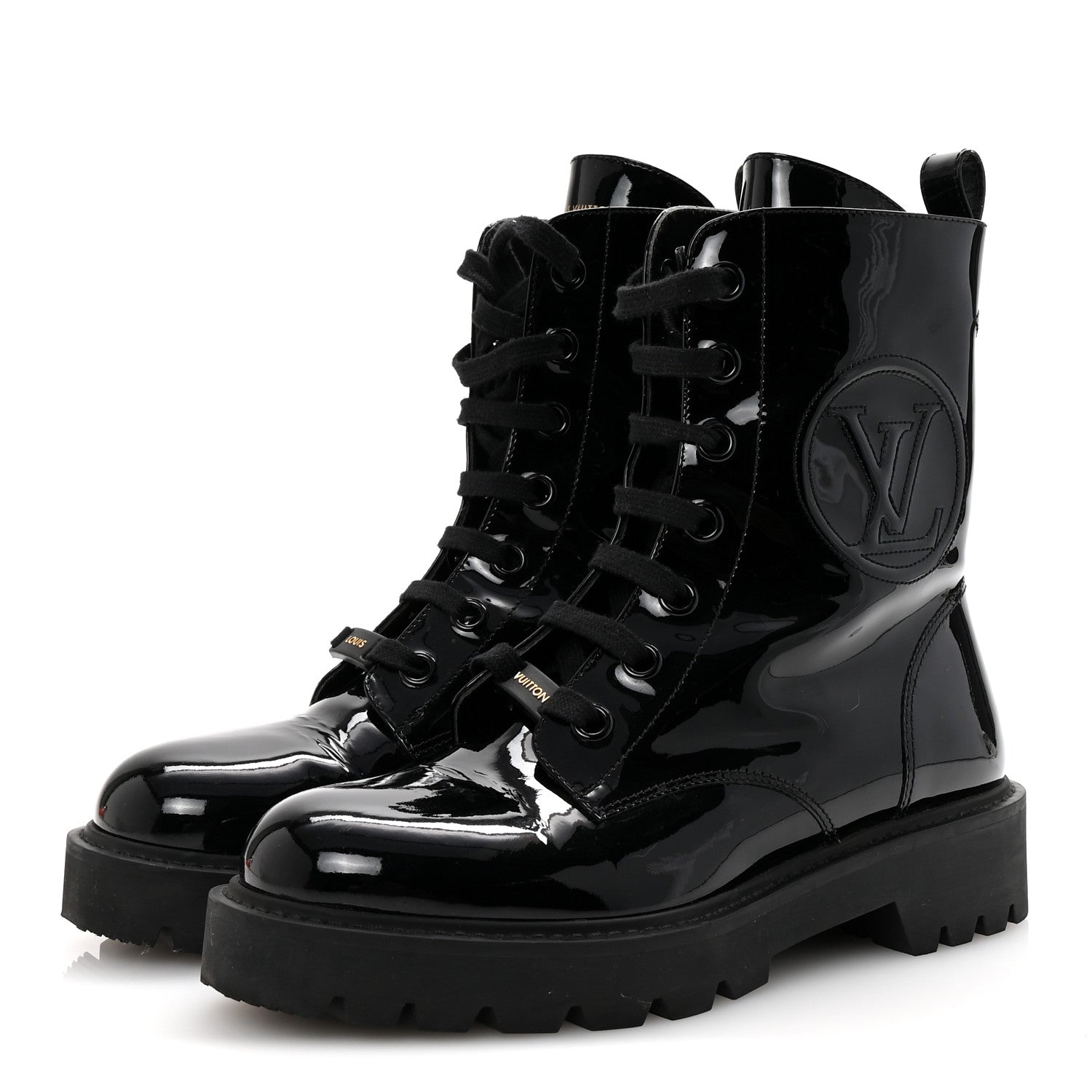 Louis Vuitton Patent Territory Ranger Boots 38 Black 4 of 10