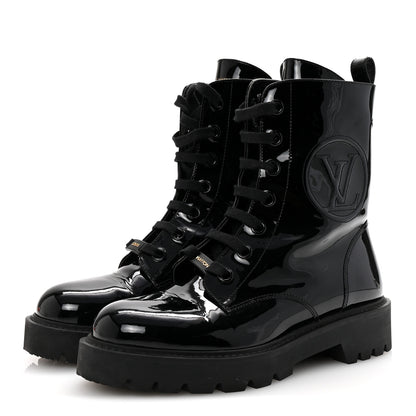 Louis Vuitton Patent Territory Ranger Boots 38 Black 4 of 10