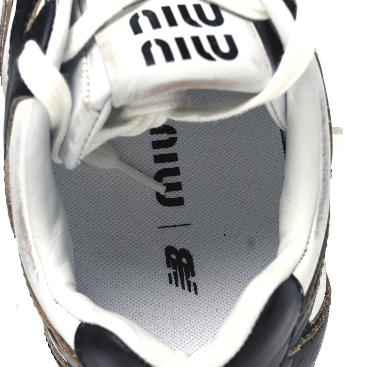 Miu Miu X NEW BALANCE Vitello Deco Bicolor 530 SL Sneakers 37.5 Black White 7 of 9