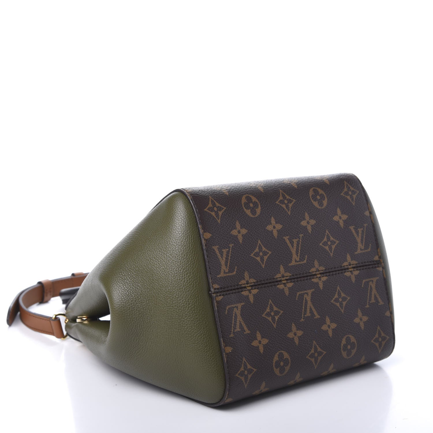 Louis Vuitton Calfskin Monogram Fold Tote MM Black Khaki Cream 7 of 17