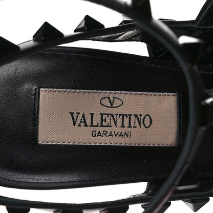Valentino Garavani Calfskin Lacquered Monochrome Rockstud Ankle Strap 100mm Pumps 36 Black 7 of 9