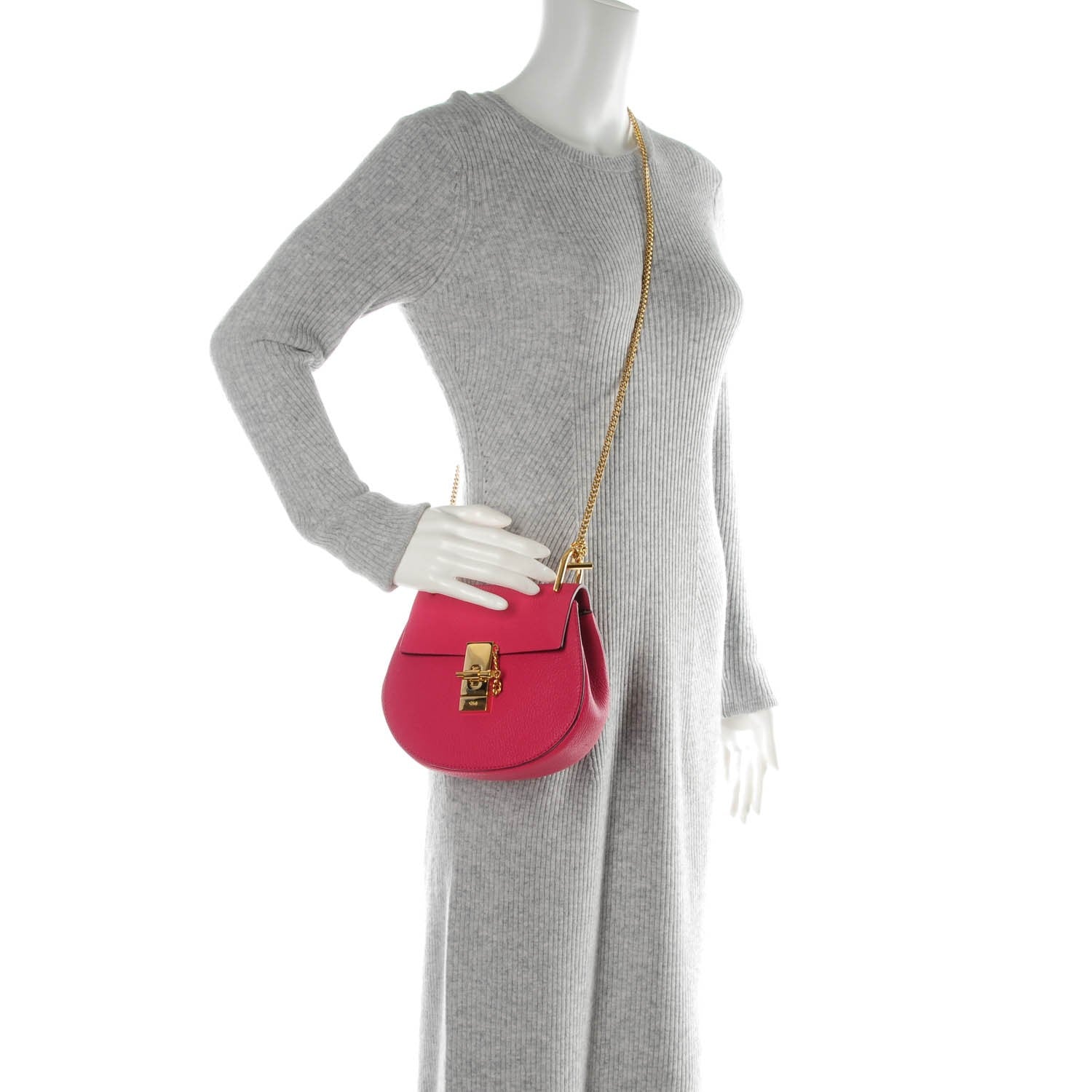 Chloe Grained Lambskin Mini Drew Shoulder Bag Dreamy Pink 2 of 7