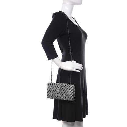 Chanel Mixed Fibers Pearl Evening Clutch Silver Black 2 of 11