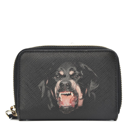 Givenchy Textured Coated Canvas Rottweiler Print Zip Wallet Black 1 of 9