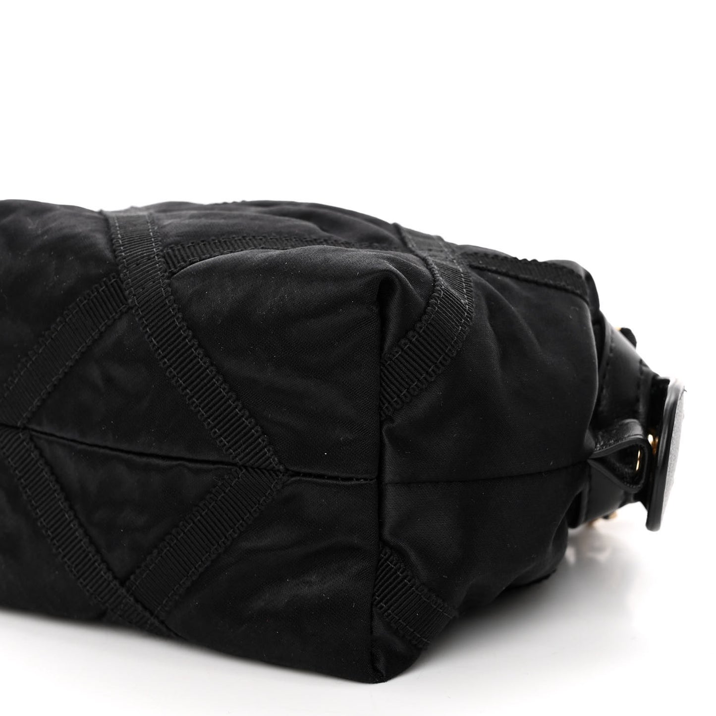 Nylon Grosgrain Quilted Lifestyle Clutch with Chain Black