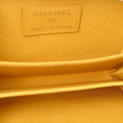 Chanel Caviar Chevron Quilted Zip Coin Purse Yellow 5 of 9