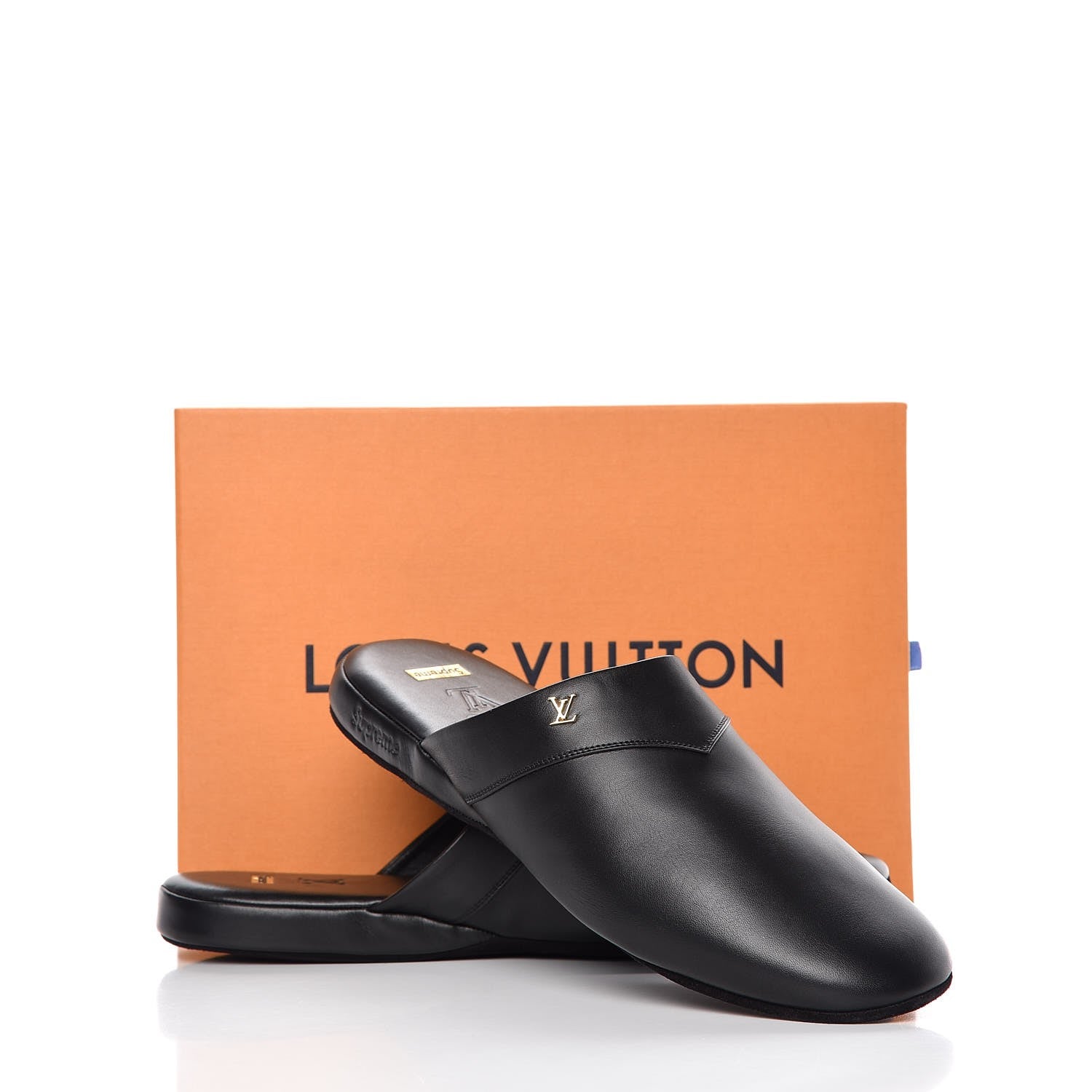 Louis Vuitton X SUPREME Lambskin Mens Hugh Slippers 7 Black 11 of 11
