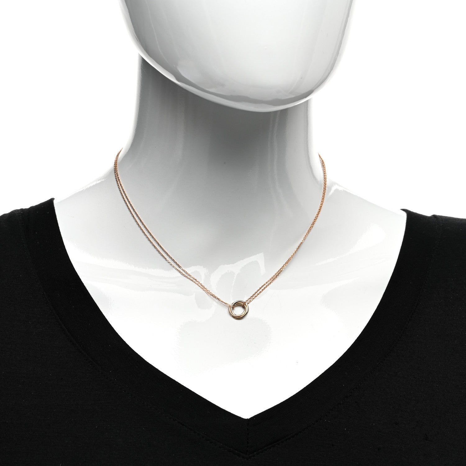 Cartier 18K Pink Yellow White Gold Trinity Double Chain Pendant Necklace 2 of 4