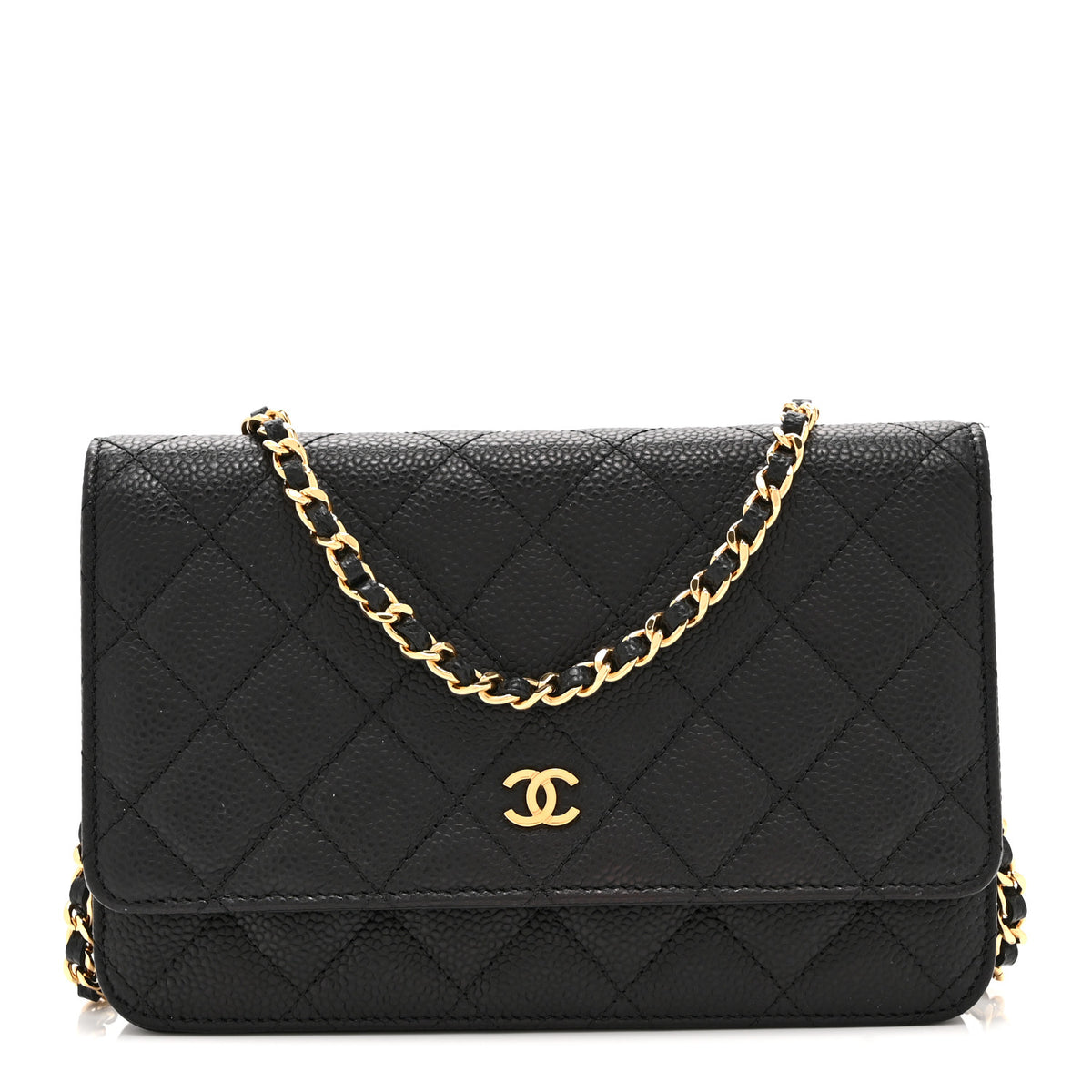 Caviar Quilted Wallet on Chain WOC Black