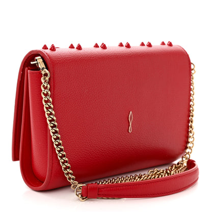 Christian Louboutin Calfskin Spikes Loubinthesky Paloma Clutch Red 3 of 12