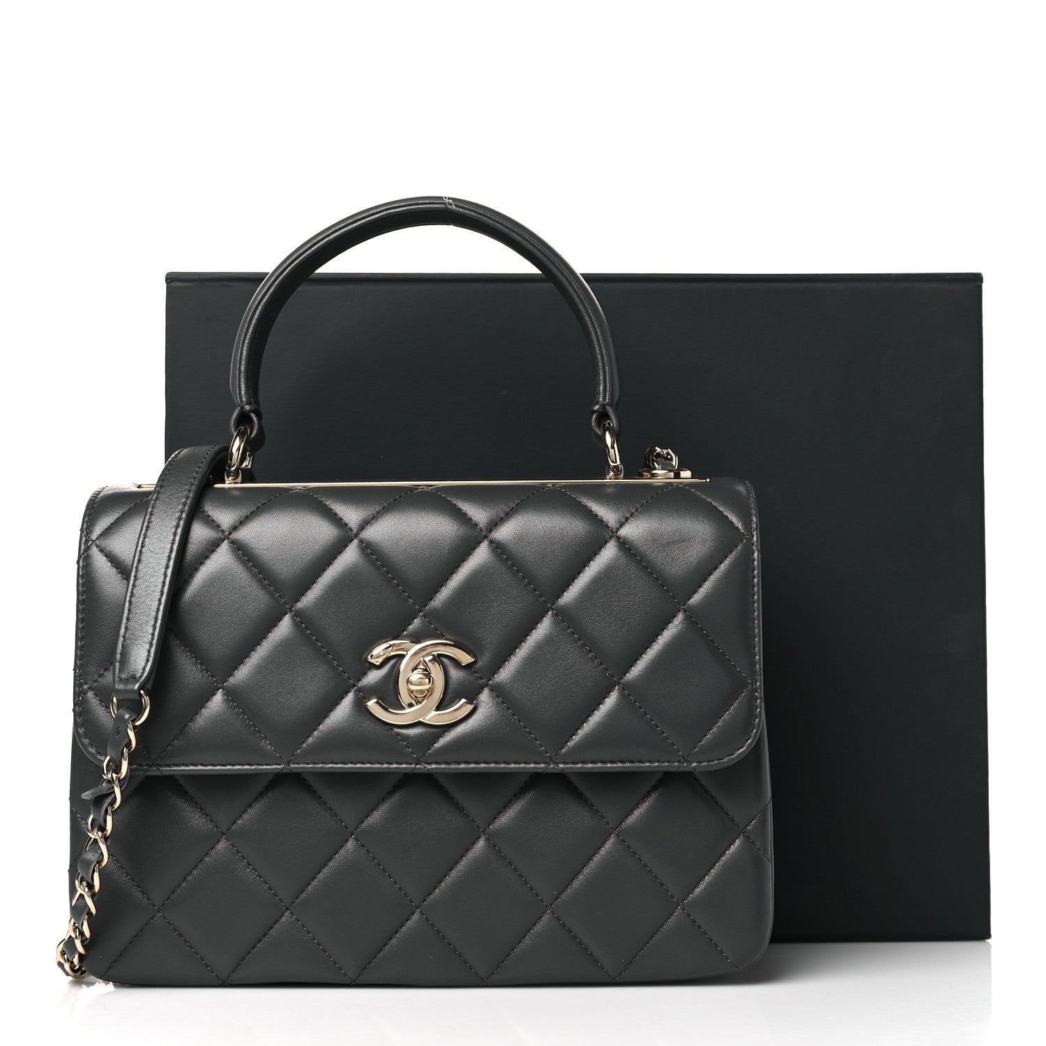 Chanel Lambskin Quilted Small Trendy CC Dual Handle Flap Bag Dark Grey 11 of 11
