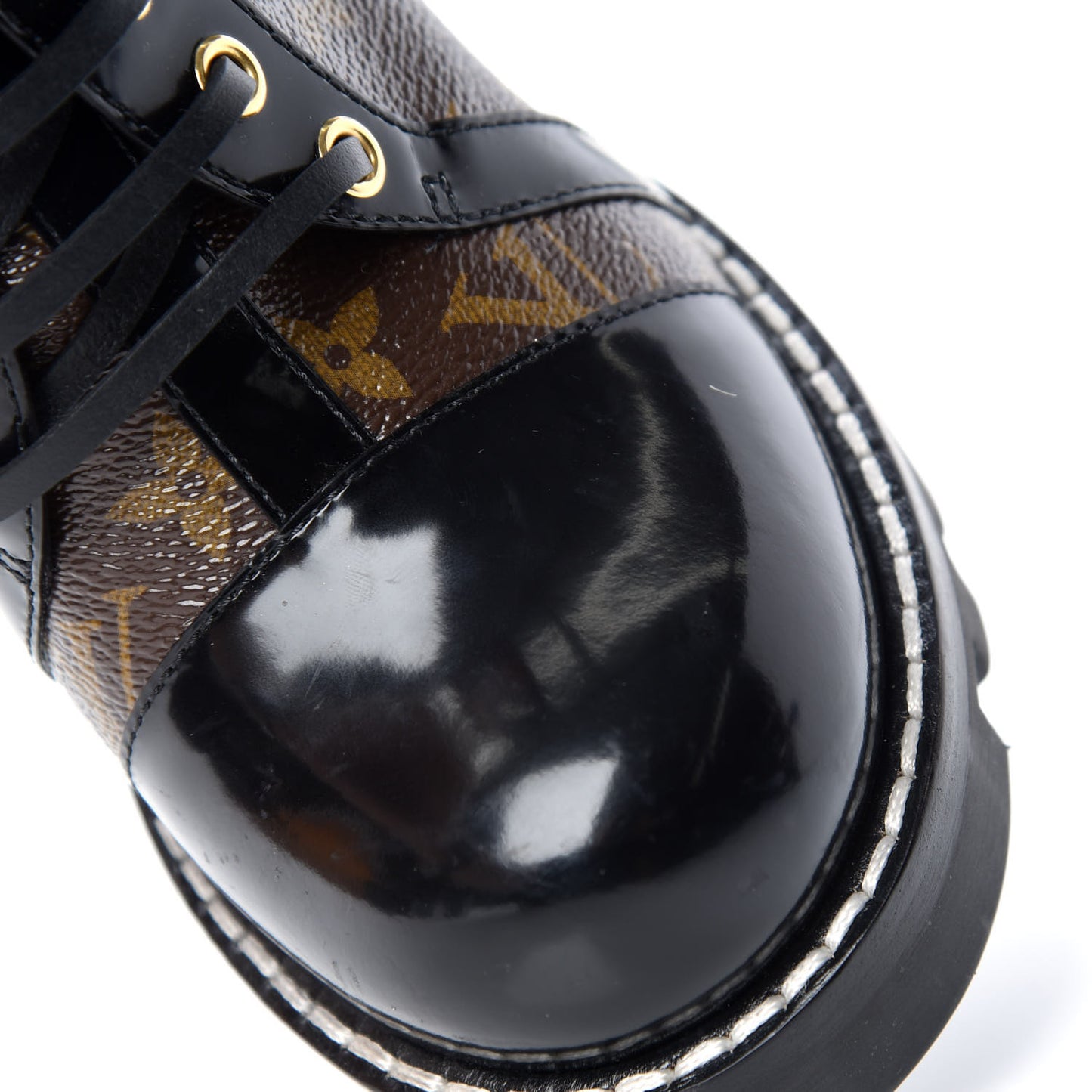 Patent Calfskin Monogram Star Trail Ankle Boots 41 Black
