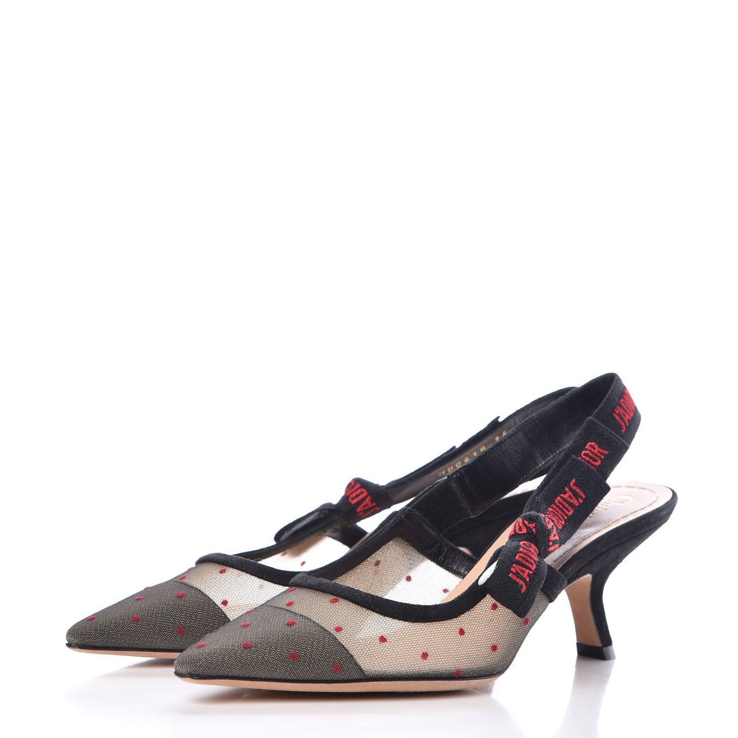 Mesh Plumetis Suede Ribbon J'Adior Slingback 65mm Pumps 35 Black Rouge