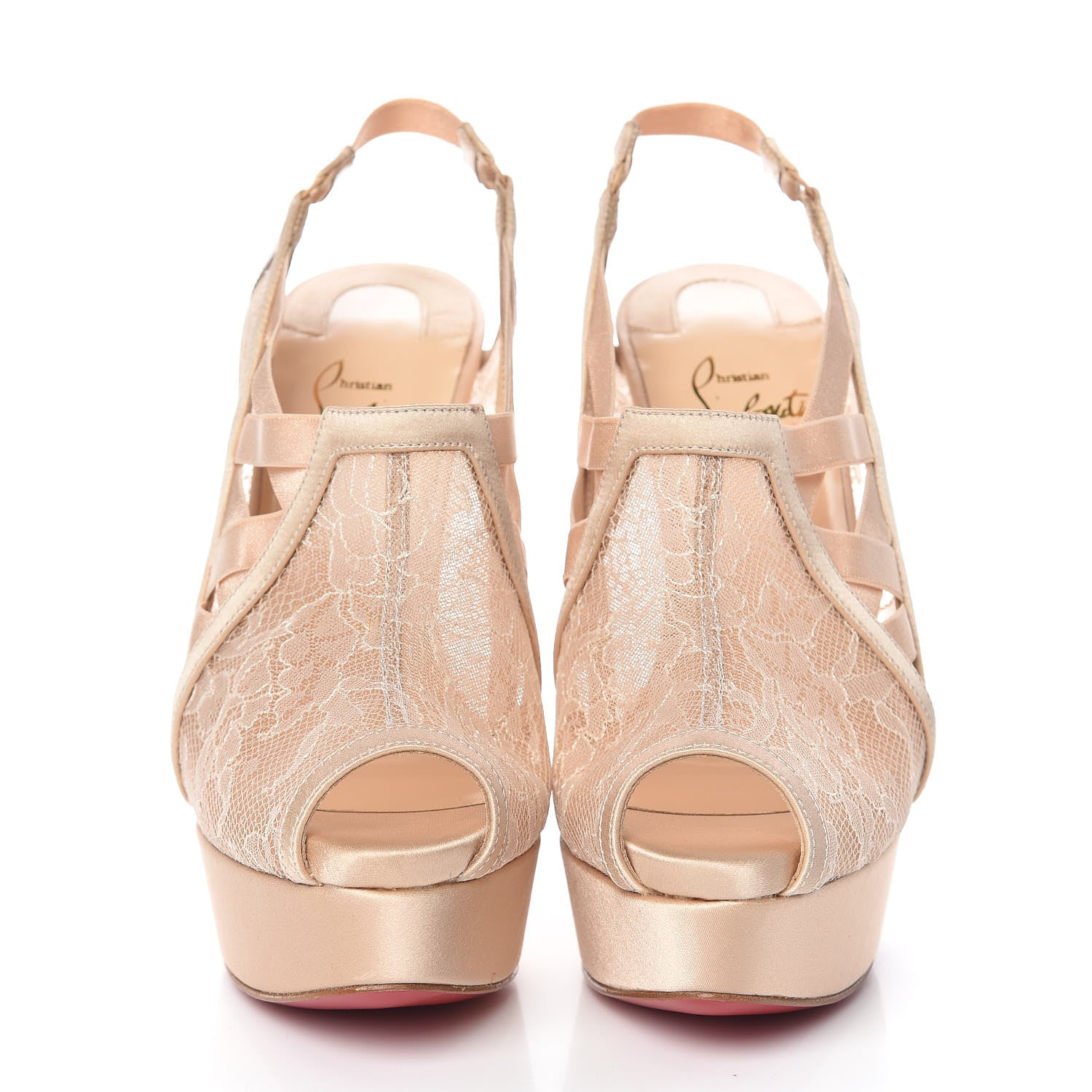 Christian Louboutin Satin Lace Chantilly Guiptik 150 Pumps 36 Nude 2 of 7