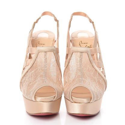 Christian Louboutin Satin Lace Chantilly Guiptik 150 Pumps 36 Nude 2 of 7