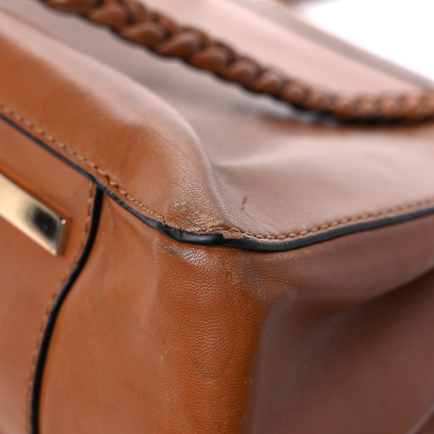 Vitello Lace Demetra Satchel Cognac