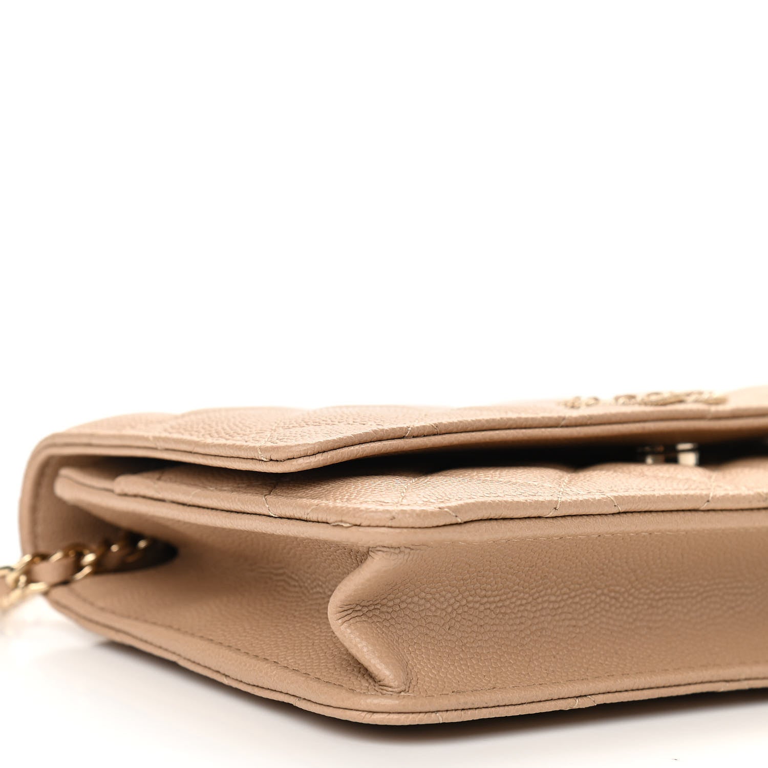 Chanel Caviar Quilted Crystal CC Wallet On Chain WOC Beige 10 of 11