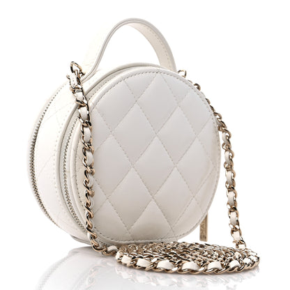 Chanel Lambskin Quilted Round Handle With Care Vanity With Chain White 3 of 10