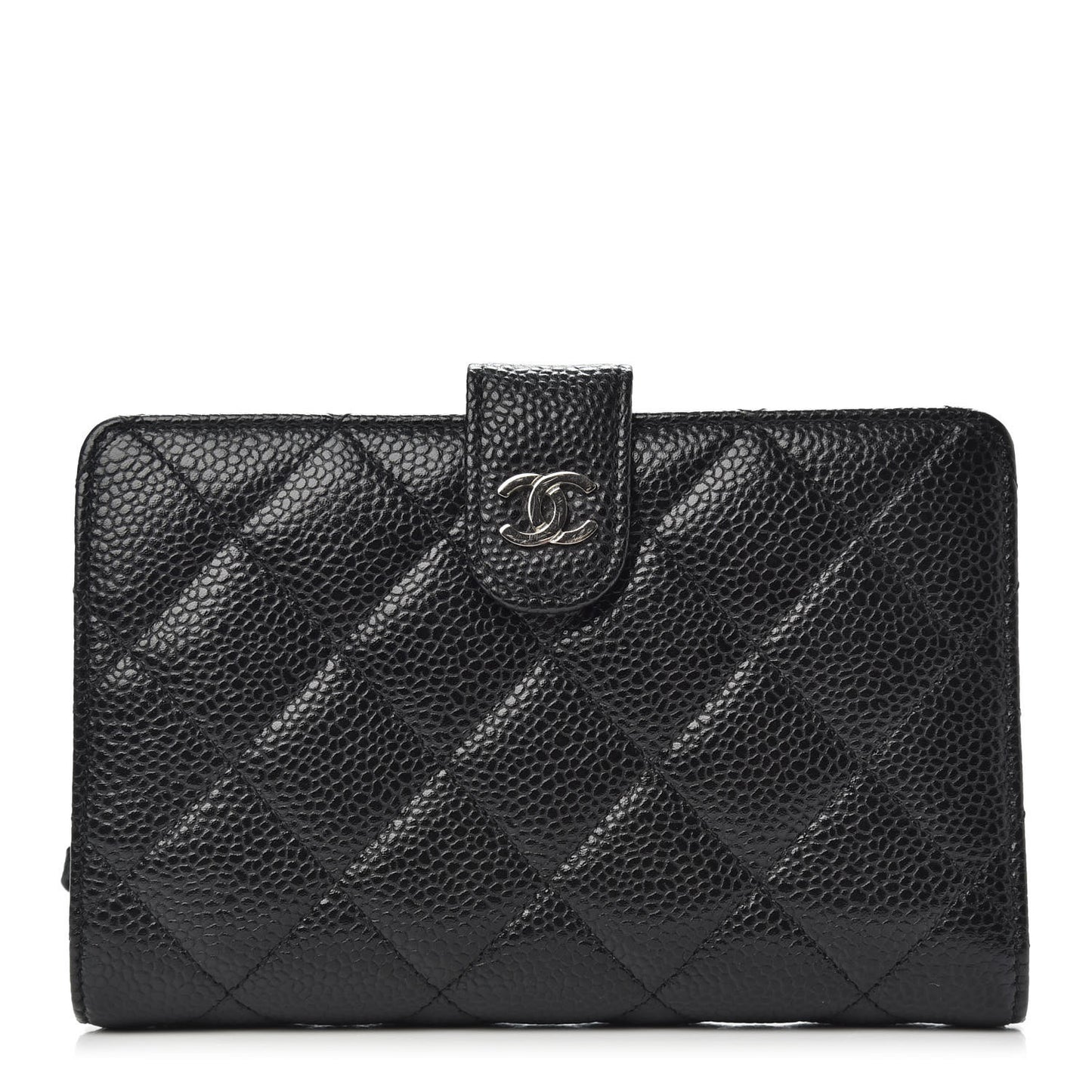 Caviar Quilted Zipped Pocket Wallet Black