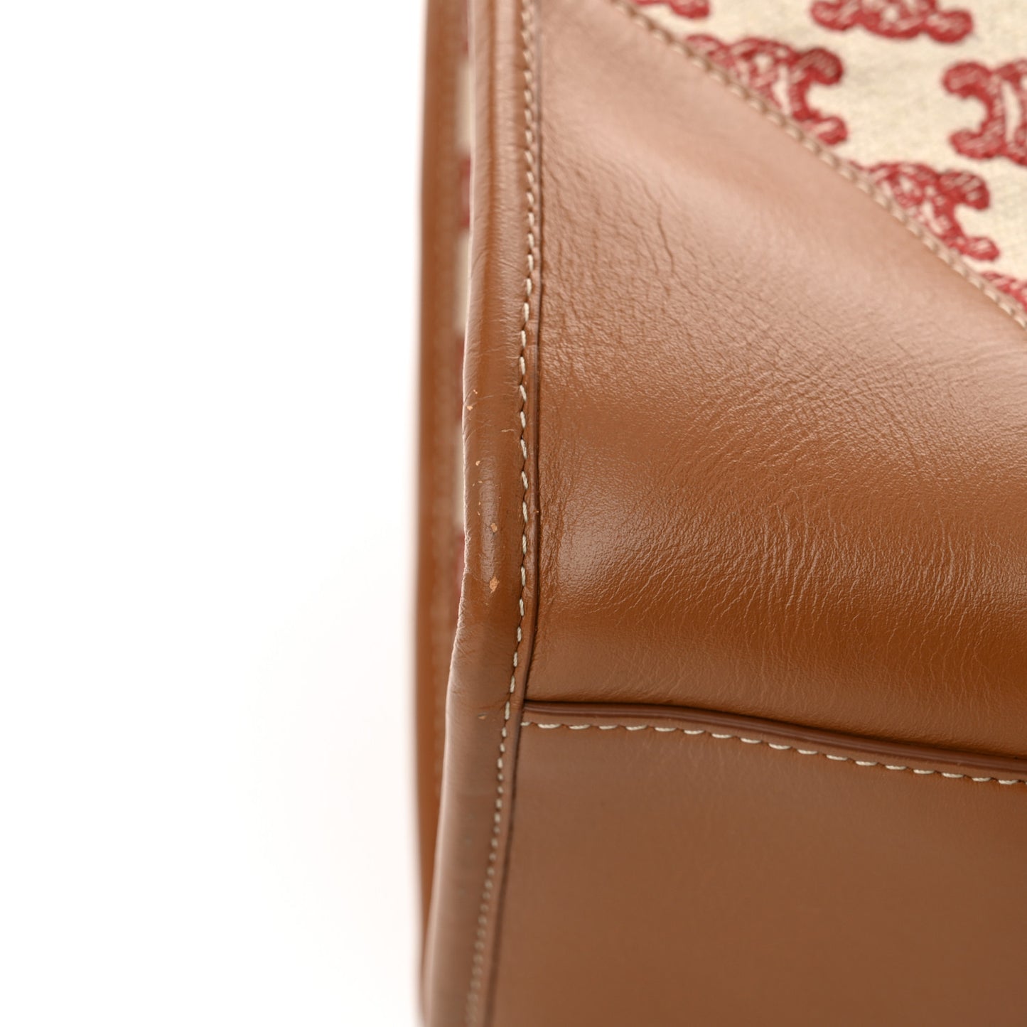 Canvas Calfskin Triomphe Embroidered Horizontal Cabas Burgundy