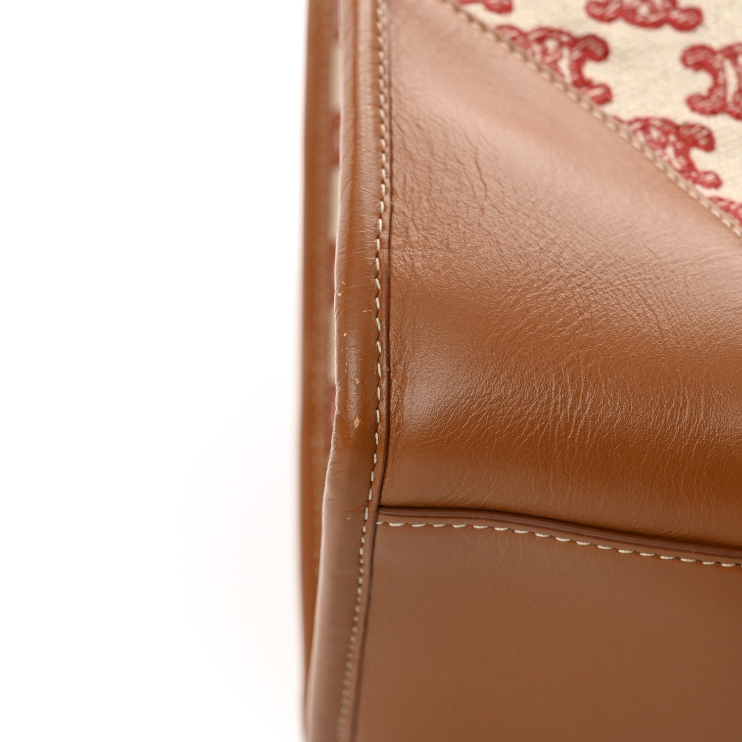 Celine Canvas Calfskin Triomphe Embroidered Horizontal Cabas Burgundy 12 of 12