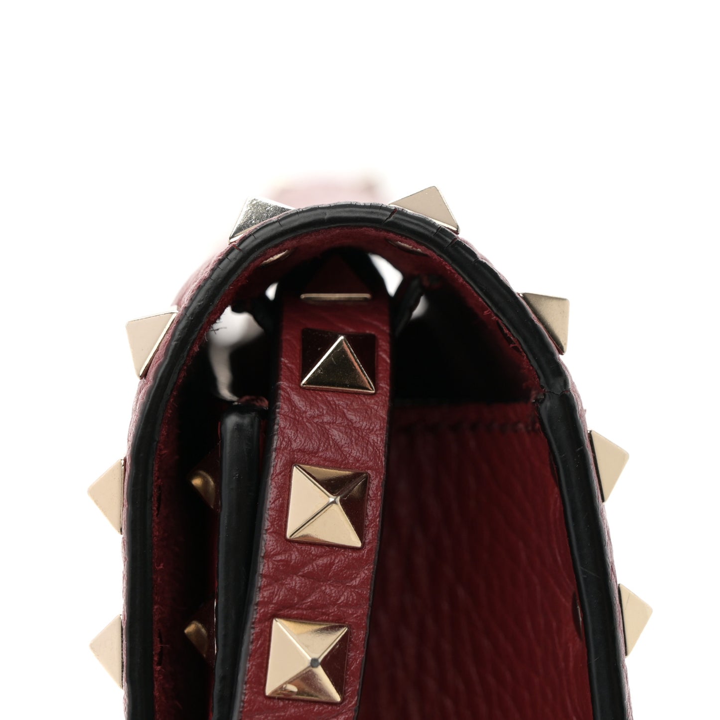 Pebbled Calfskin Medium Rockstud Flip Lock Crossbody Bag Rubin