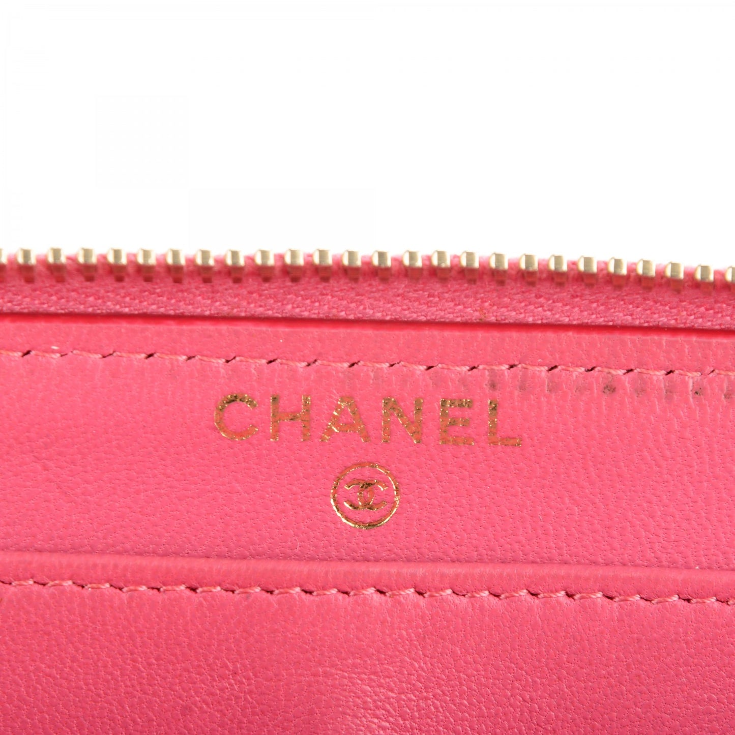 Lambskin Quilted Zip Around Wallet Pink