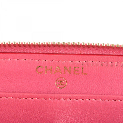Chanel Lambskin Quilted Zip Around Wallet Pink 7 of 8