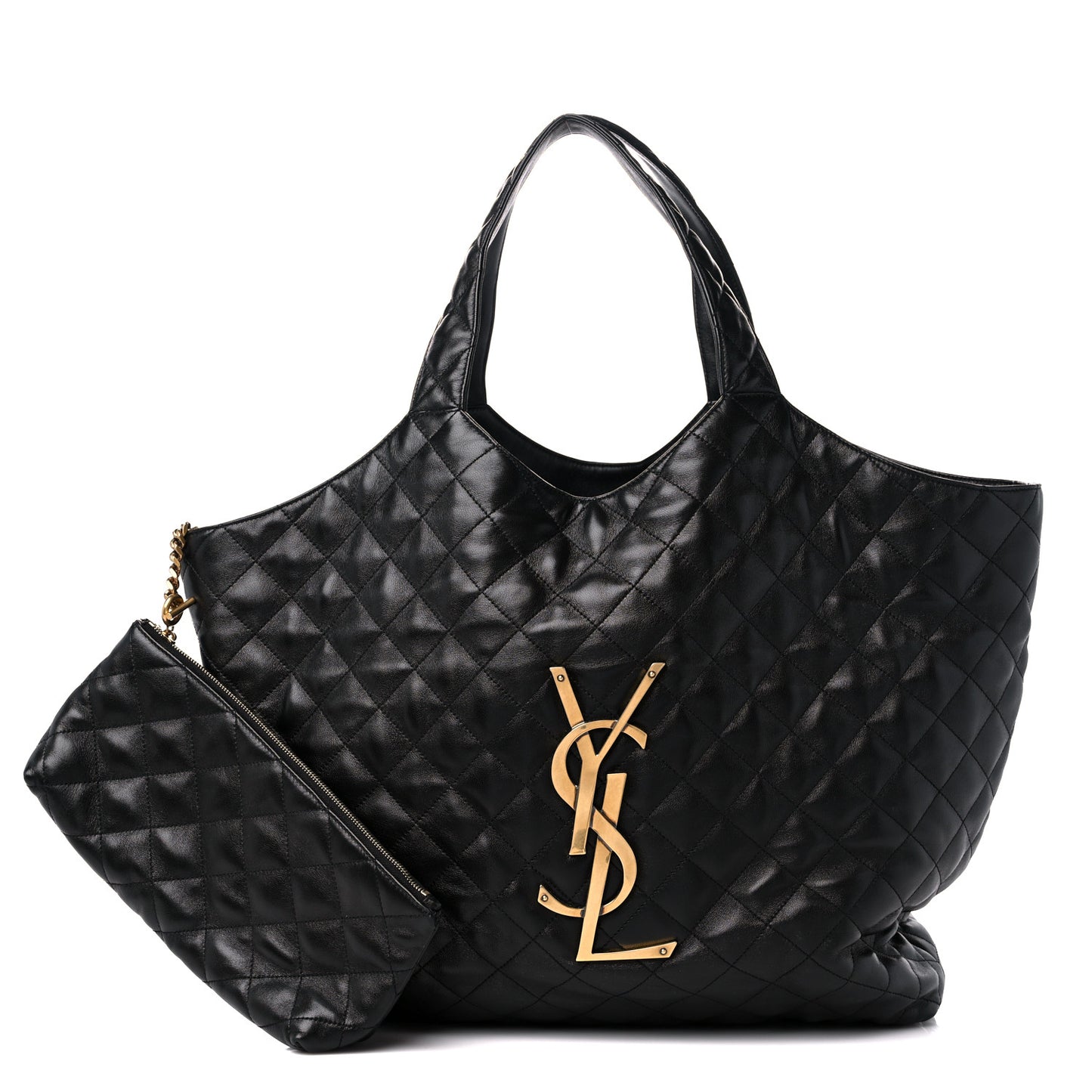 Lambskin Quilted Maxi Icare Shopping Tote Black