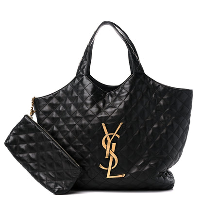 Saint Laurent Lambskin Quilted Maxi Icare Shopping Tote Black 1 of 10