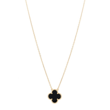 Van Cleef & Arpels 18K Yellow Gold Black Onyx Vintage Alhambra Pendant Necklace 1 of 6