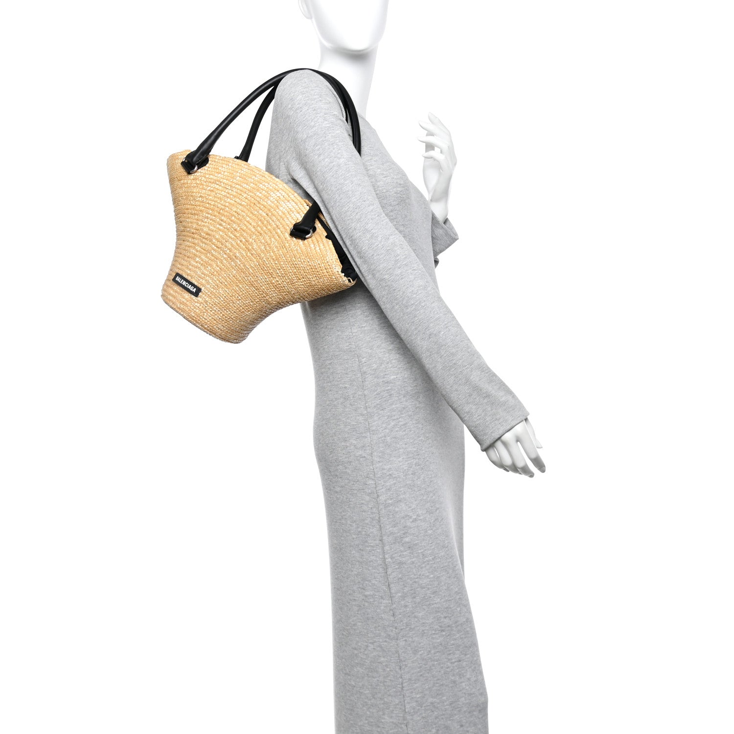 Balenciaga Raffia Woven Medium Basket Tote Natural 2 of 15