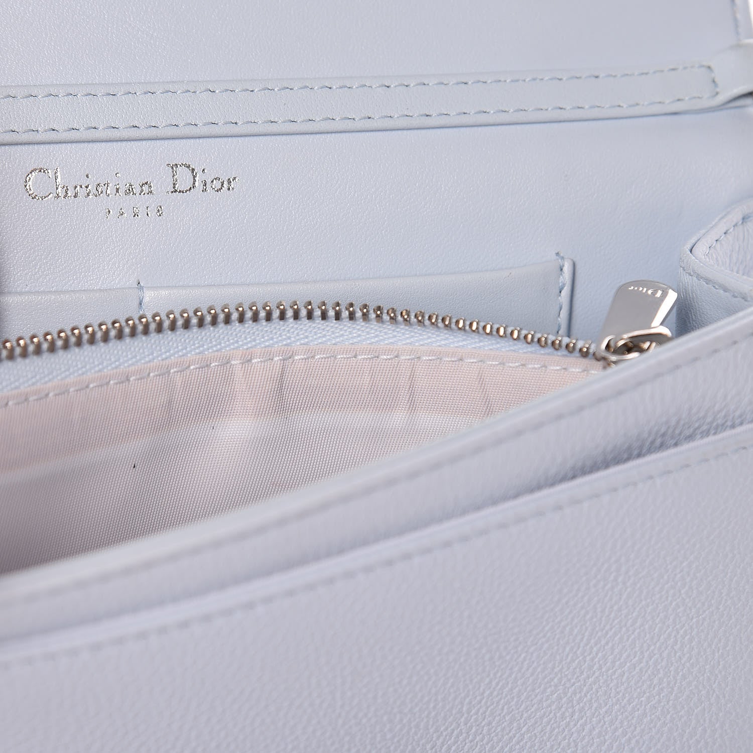 Christian Dior Grained Calfskin Diorama Wallet on Chain Pouch Light Blue 10 of 18