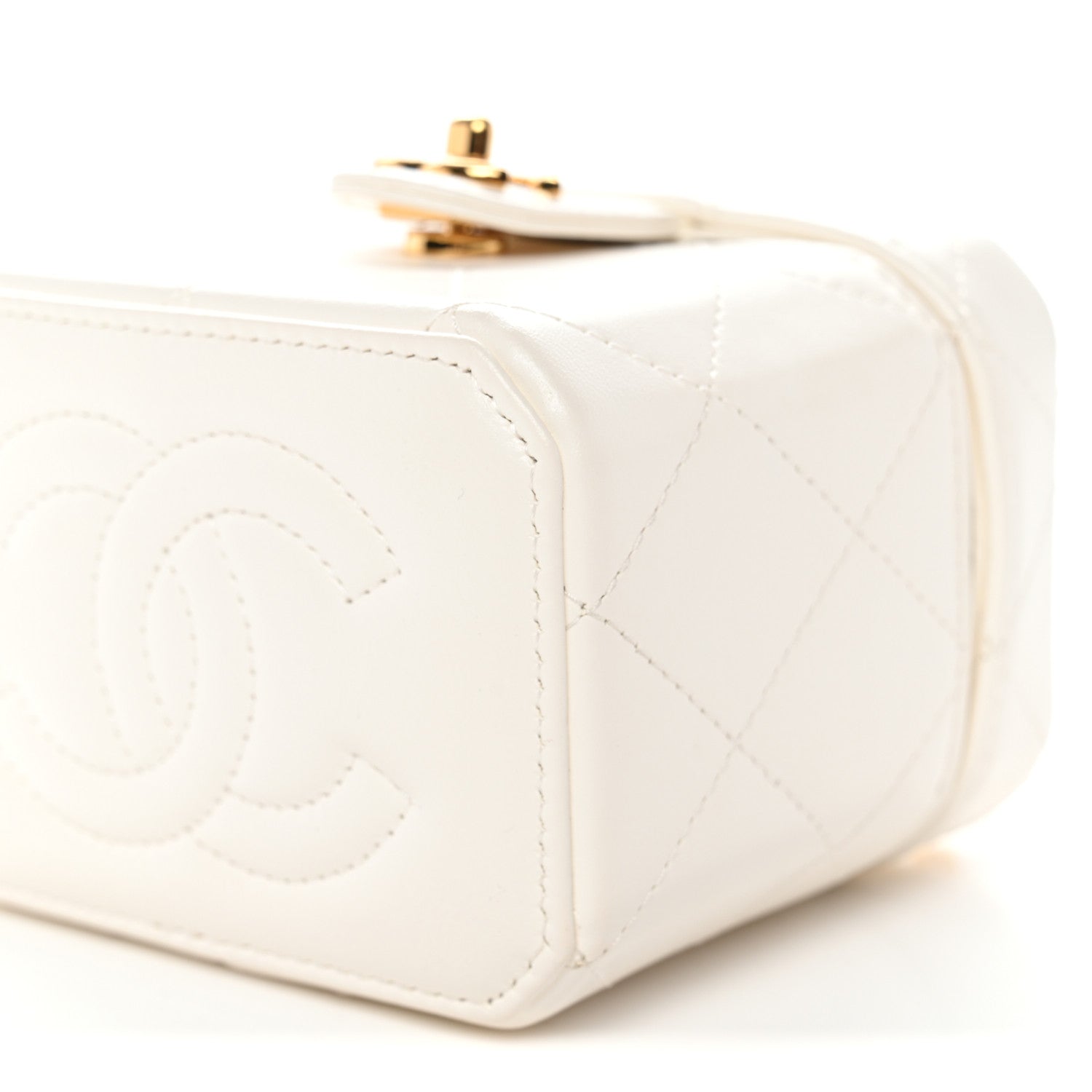 Chanel Lambskin Quilted Vanity Clutch With Chain White 10 of 10