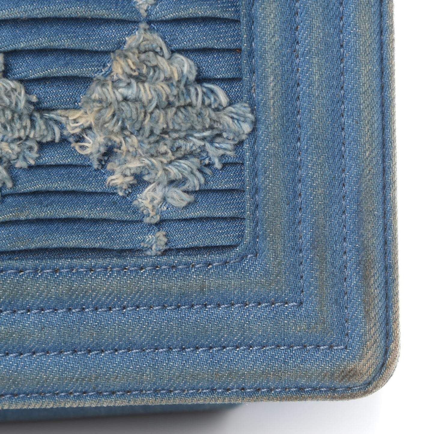 Denim Pleated Medium Boy Flap Light Blue