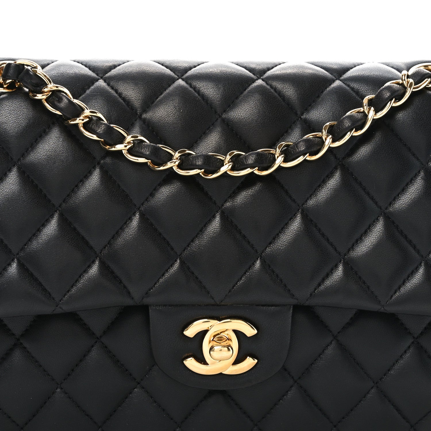 Chanel Lambskin Quilted Medium Double Flap Black 8 of 11