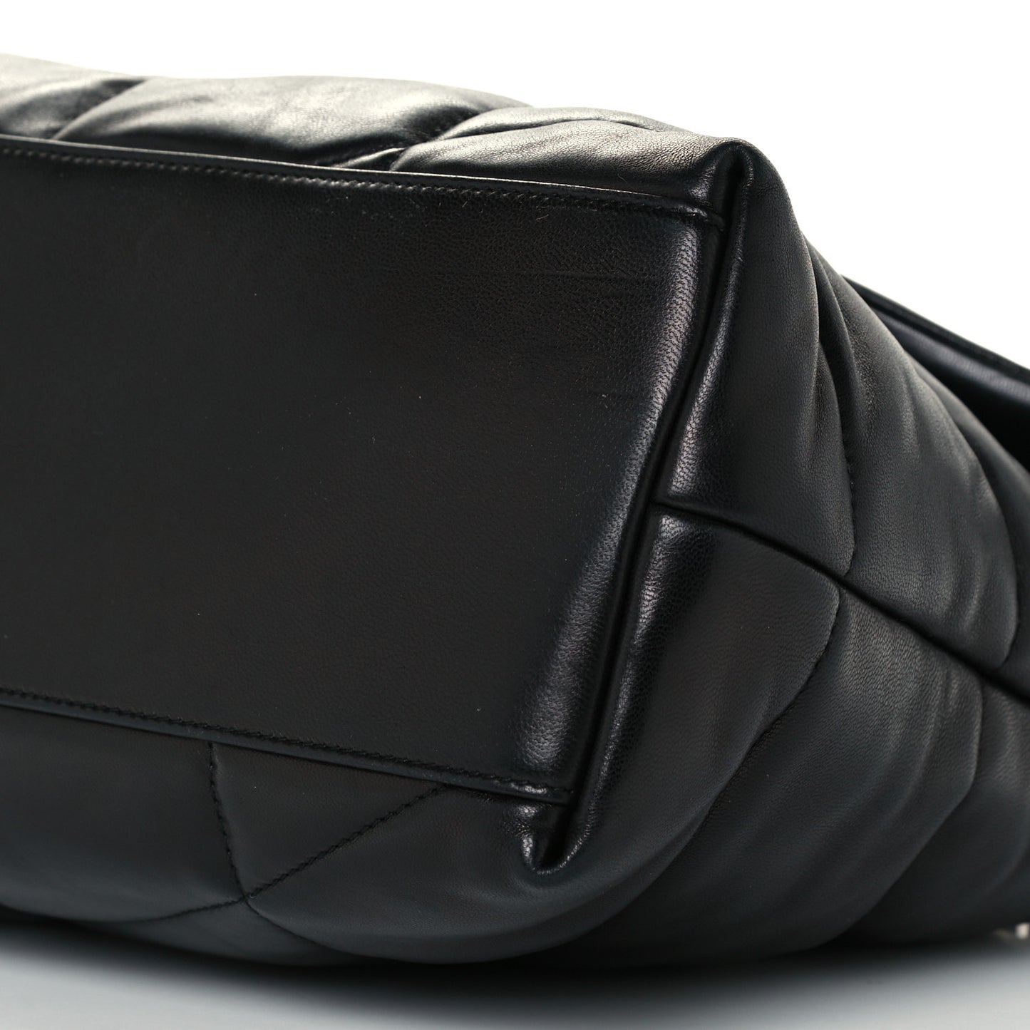 Lambskin Quilted Medium Loulou Puffer Monogram Chain Satchel Black