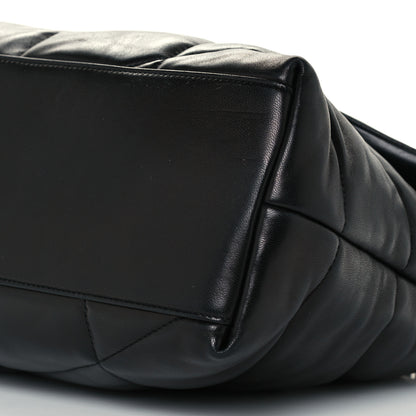 Saint Laurent Lambskin Quilted Medium Loulou Puffer Monogram Chain Satchel Black 11 of 11