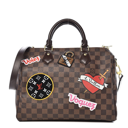 Louis Vuitton Damier Ebene Patches Speedy Bandouliere 30 1 of 10