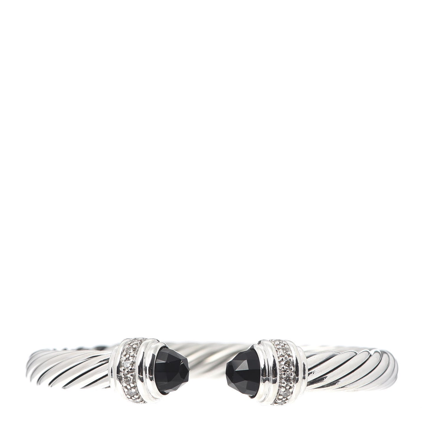 Sterling Silver Diamond Black Onyx 7mm Cable Classics Bracelet