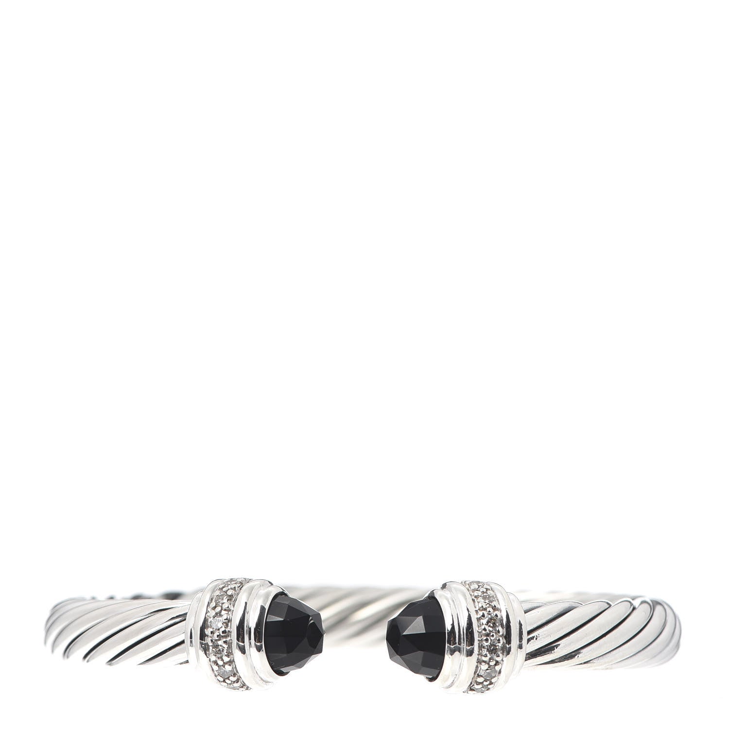David Yurman Sterling Silver Diamond Black Onyx 7mm Cable Classics Bracelet 1 of 5