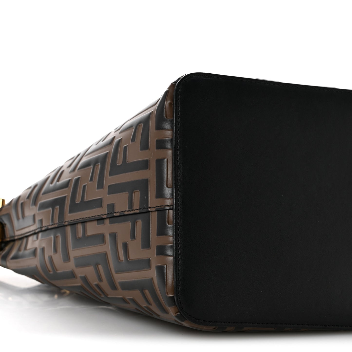 Vitello Grace F is Fendi Bi-Color FF 1974 Embossed Grande Mon Tresor Bucket Bag Maya Black Fragola