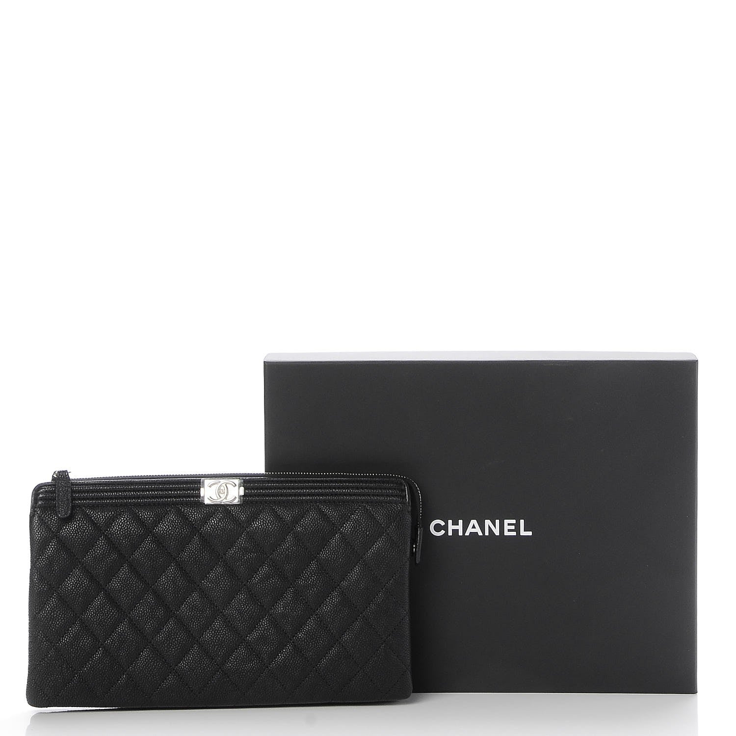 Chanel Caviar Quilted Small Zipped Boy Pouch Black 5 of 9