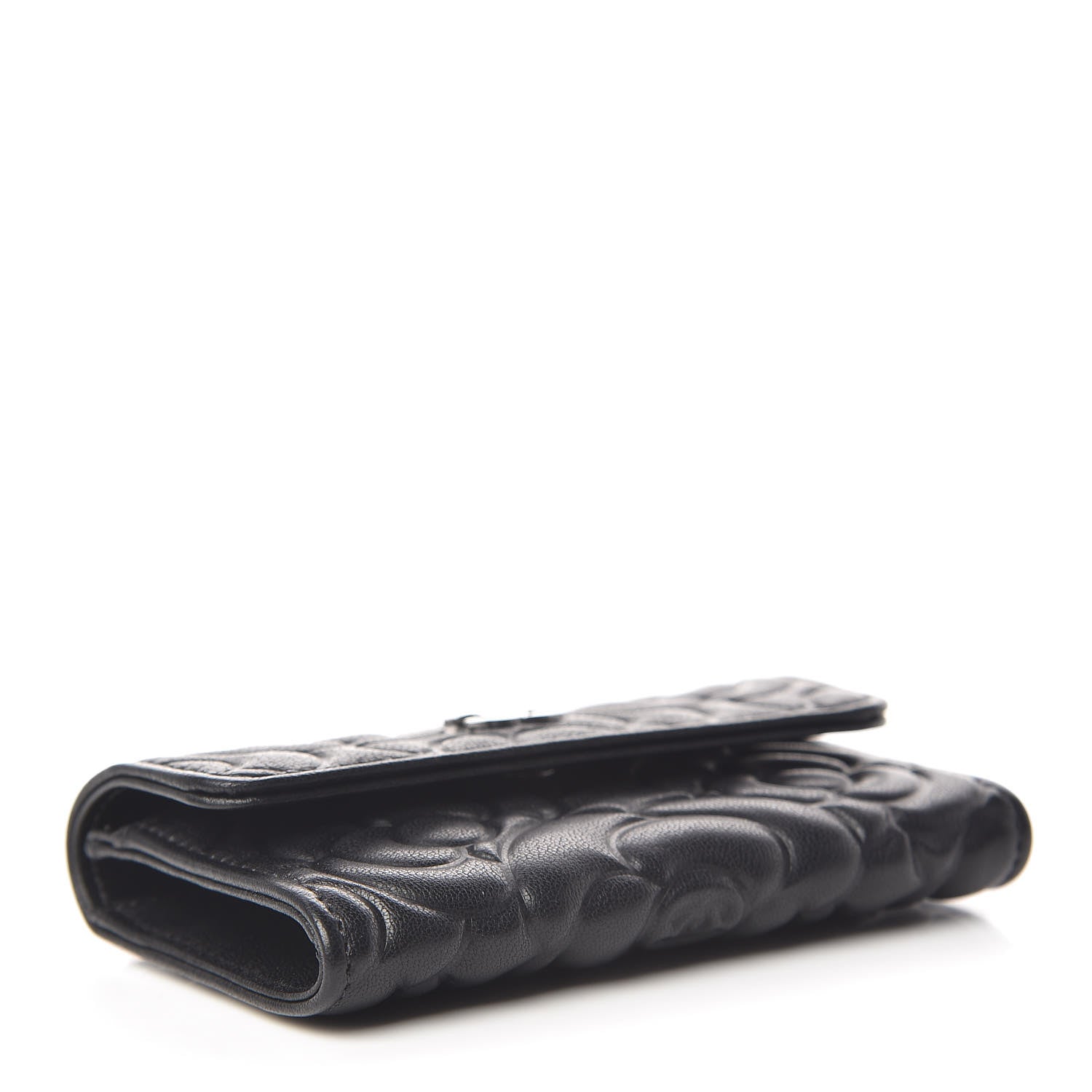 Chanel Goatskin Camellia Embossed Flap Card Holder Black 4 of 9