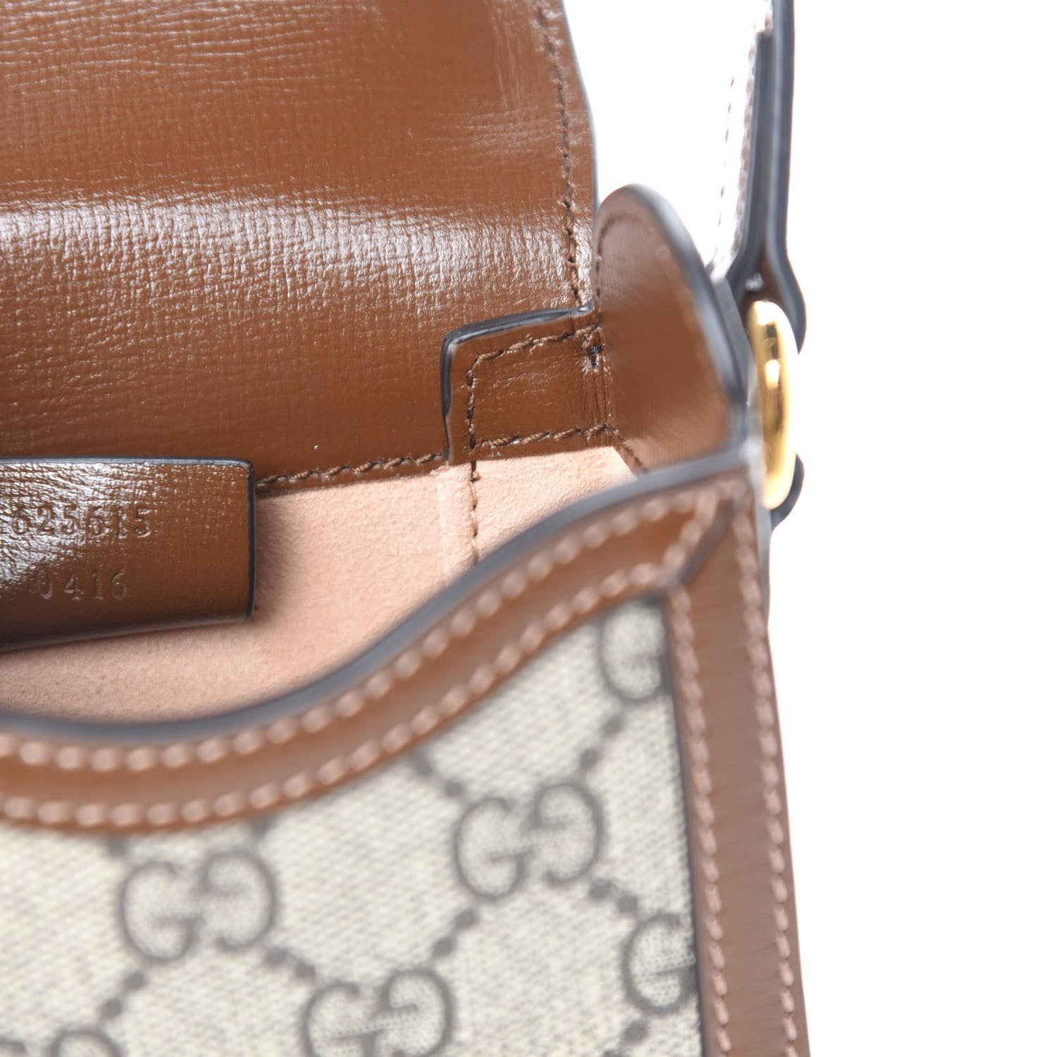 Gucci GG Supreme Monogram Mini Horsebit 1955 Crossbody Bag Beige Brown Sugar 9 of 11