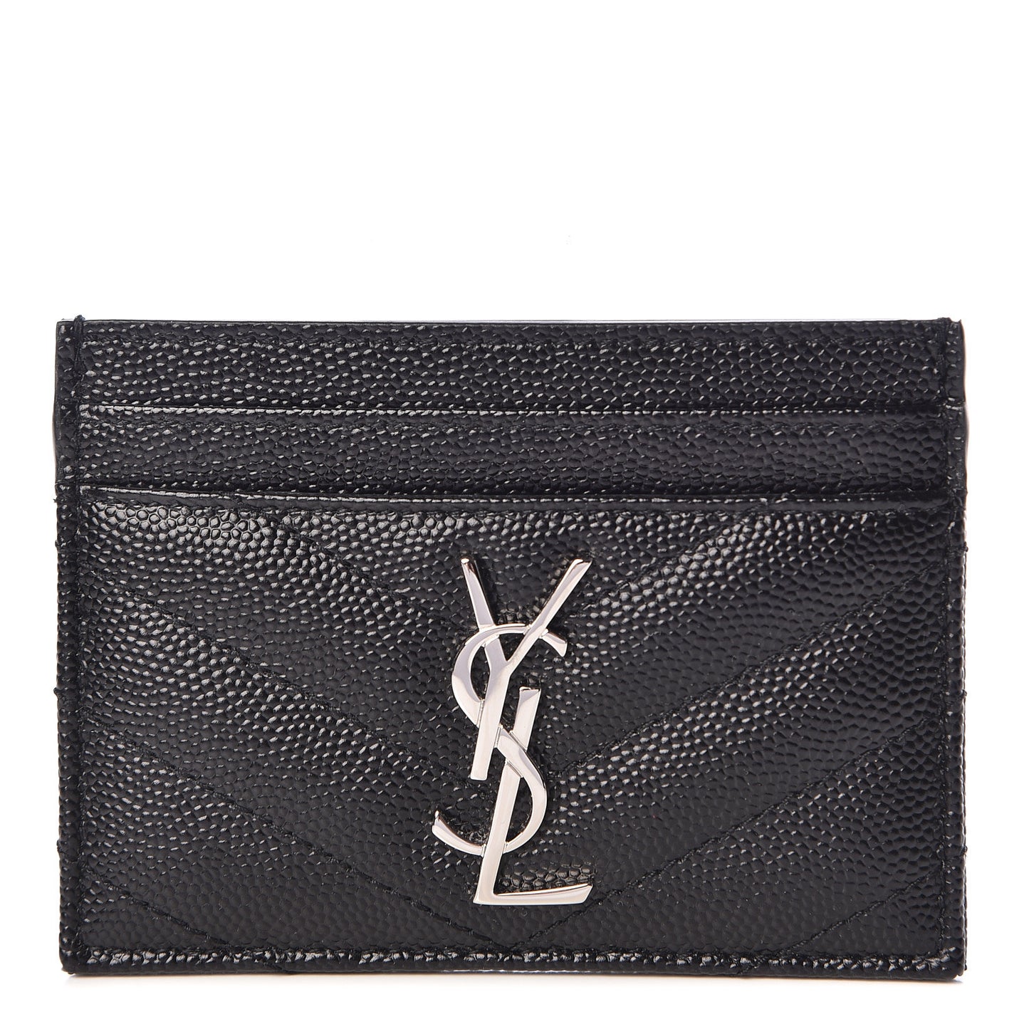 Grain De Poudre Matelasse Chevron Monogram Credit Card Case Black