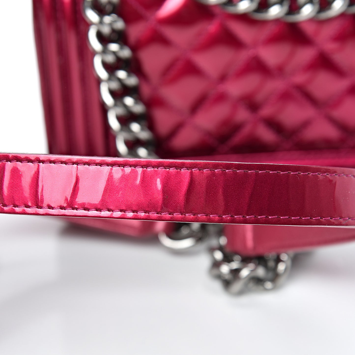 Metallic Patent Calfskin Quilted Small Boy Flap Pink